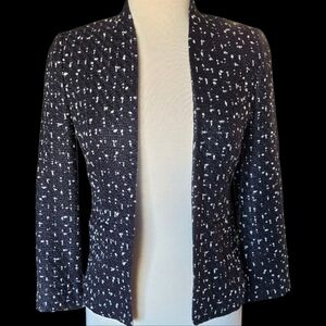 J. Crew Black and White Speckled Open Front Blazer Size 00